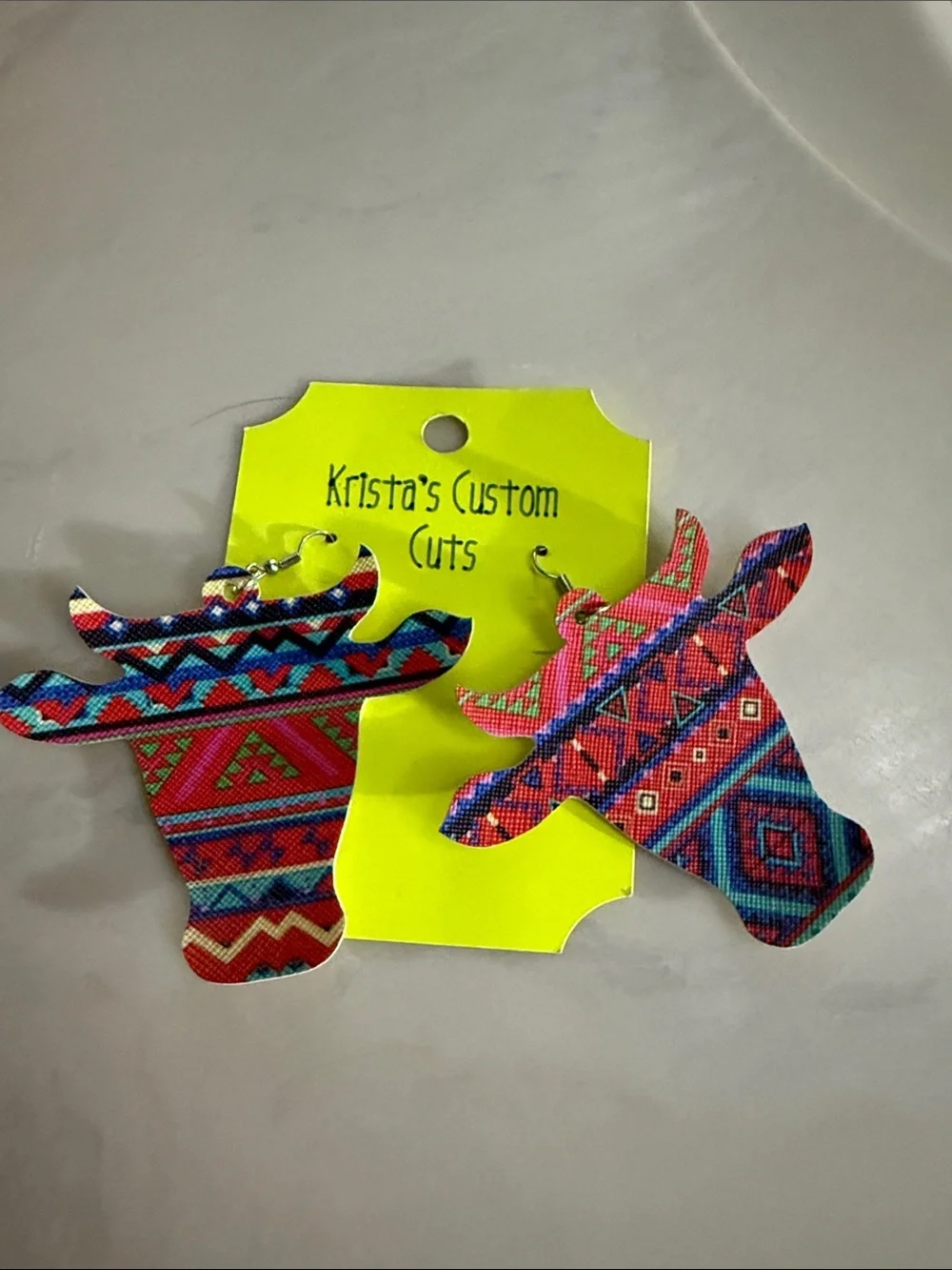 Pink & Multicolor Kids Bull Head Earrings
